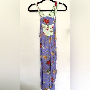Sareet Vintage 90s Pinafore Overall Floral Garden Botanical Cottagecore Dress